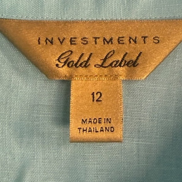 Investments Gold Label 100% Hemp Elegant Aqua Button Down Shirt - Picture 6 of 6